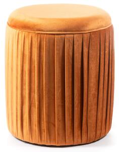Pouf Imbottito Ø35x40 cm in Velluto Arancione