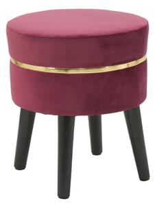 Sgabello Paris Bordeaux Ø35x40,5 cm Legno Spugna e Velluto Sintetico Bordeaux e Oro e Nero