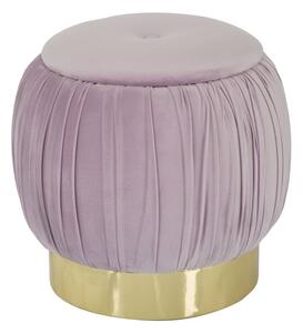 Puff Contenitore Paris Rosa Ø41x41 cm Legno Spugna e Velluto Sintetico Rosa e Oro