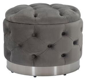 Puff Contenitore Rich Grigio Ø55x42 cm in Legno Spugna Poliestere e Acciaio Grigio