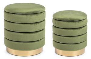 Set 2 Pouf Contenitore Darina Olive in Legno