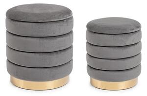 Set 2 Pouf Contenitore Darina Grigio in Legno