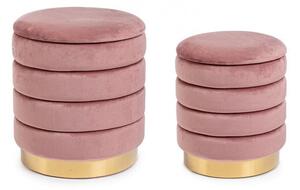 Set 2 Pouf Contenitore Darina Rosa Antico in Legno