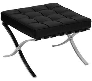 Pouf Barcellona in Acciaio Lucidato e Vera Pelle Nero 63X57X42Cm Stones Catalogna Om/075/Np