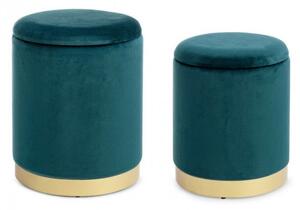 Set 2 Pouf Contenitore Polina Navyus in Tessuto effetto Velluto