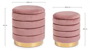 Set 2 Pouf Contenitore Darina Rosa Antico in Legno