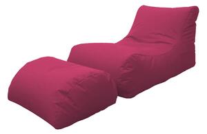 Poltrona Pouf Chaise Longue con Poggiapiedi in Poliestere Fucsia Avalli