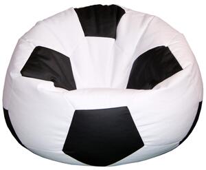 Poltrona a Sacco Pouf Ø100 cm in Similpelle Baselli Pallone da Calcio Bianco e Nero