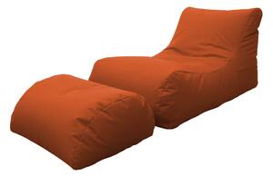 Poltrona Pouf Chaise Longue con Poggiapiedi in Poliestere Arancio Avalli