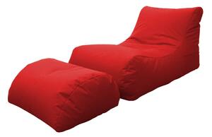 Poltrona Pouf Chaise Longue con Poggiapiedi in Poliestere Rossa Avalli