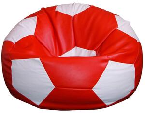 Poltrona a Sacco Pouf Ø100 cm in Similpelle Baselli Pallone da Calcio Rosso e Bianco