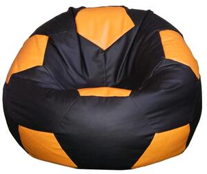 Poltrona a Sacco Pouf Ø100 cm in Similpelle Baselli Pallone da Calcio Nero e Arancione