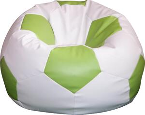 Poltrona a Sacco Pouf Ø100 cm in Similpelle Baselli Pallone da Calcio Bianco e Verde Limone