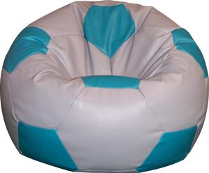 Poltrona a Sacco Pouf Ø100 cm in Similpelle Baselli Pallone da Calcio Grigio e Turchese