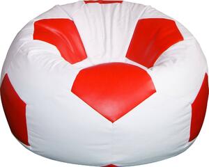 Poltrona a Sacco Pouf Ø100 cm in Similpelle Baselli Pallone da Calcio Bianco e Rosso