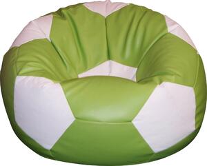 Poltrona a Sacco Pouf Ø100 cm in Similpelle Baselli Pallone da Calcio Verde Limone e Bianco