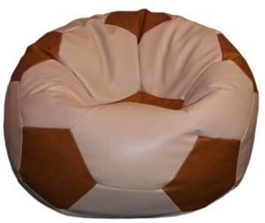 Poltrona a Sacco Pouf Ø100 cm in Similpelle Baselli Pallone da Calcio Caffè e Marrone