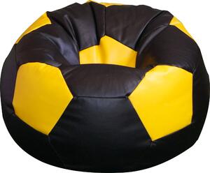 Poltrona a Sacco Pouf Ø100 cm in Similpelle Baselli Pallone da Calcio Nero e Giallo
