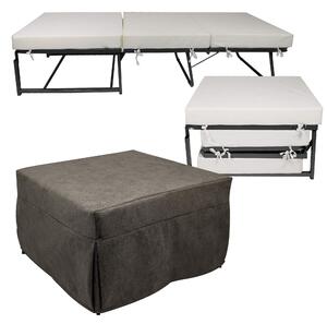 Pouf Letto Brandina con Materasso Pieghevole 78x78x47 cm Avalli Contract Marrone
