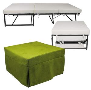 Pouf Letto Brandina con Materasso Pieghevole 78x78x47 cm Avalli Contract Verde