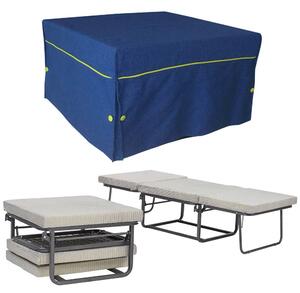 Pouf Letto Trasformabile Pieghevole con Materasso Rivestimento Blu