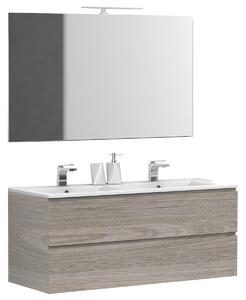 Mobile bagno sospeso doppio lavabo 120cm rovere leder - Olimpo Docce