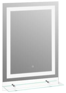 Specchio da Bagno con LED e Mensola in Vetro 70x50 cm