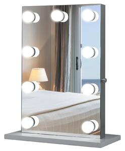 Specchio da Tavolo per Trucco con 9 Luci LED 70x50x3 cm