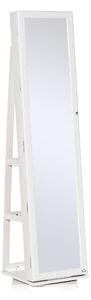 Specchio da Terra Girevole Armadio Portagioie 38x38x160 cm in MDF Bianco