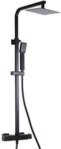 Colonna doccia nera opaca con miscelatore termostatico a due vie 20x20 este black - Olimpo Docce