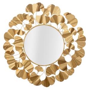 Specchio Foglie Oro Ø81x2,5 cm in Ferro Oro