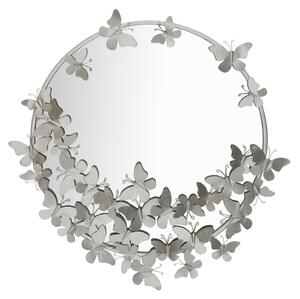 Specchio Farfalle Round Argento Ø74x4x75 cm in Ferro Argento