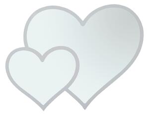 Specchio Glam Bianco Double Heart 65x2x50 Misura Interna 60x45 cm in Ferro e MDF Bianco