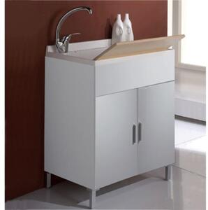Mobile Bagno Lavatoio in Legno 60X50 Cm con Vasca in Resina