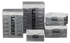 Set 5 Cesti Portabiancheria Collection Grigio/Nero