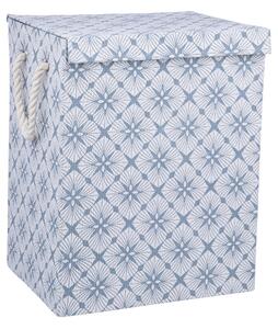 Cesto Portabiancheria Pieghevole con Manici 50x30x40 cm in Poliestere Azzurro e Bianco