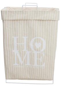 Cesto Portabiancheria Pieghevole con Manici 56x25x38 cm in Tessuto e Metallo Crema