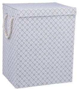 Cesto Portabiancheria Pieghevole con Manici 50x30x40 cm in Poliestere Grigio e Bianco