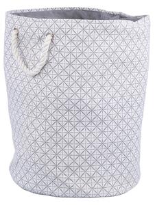 Cesto Portabiancheria con Manici Ø40x50 cm in Poliestere Grigio e Bianco