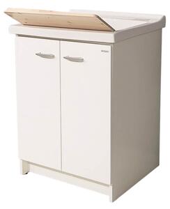 Mobile Lavatoio 63x60x87 cm 2 Ante Asse in Legno Montegrappa Acqua Marella Bianco Lucido