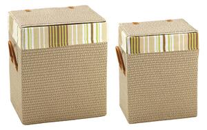 Set 2 Portabiancheria Rettangolare in Polipropilene Beige Fadi