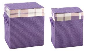 Set 2 Portabiancheria Rettangolare in Polipropilene Viola Fadi