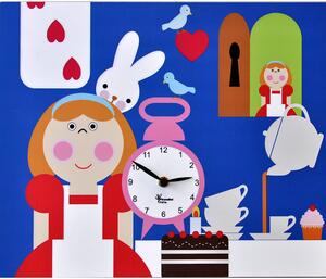 Orologio da Parete Rettangolare 44X35Cm Pirondini Italia Alice Nel Paese Delle Meraviglie