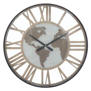 Orologio da Muro World Class Ø60x6 cm MDF e in Ferro Marrone