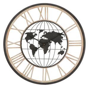Orologio da Muro World Dark Ø70x5 cm in Ferro e MDF