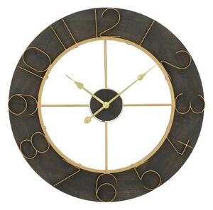 Orologio da Muro Dark Glam Ø70x5 cm in Ferro e MDF Nero e Oro