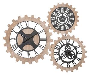 Orologio da Muro 3 Ingranaggi 93x3x74 cm in Ferro e MDF Marrone