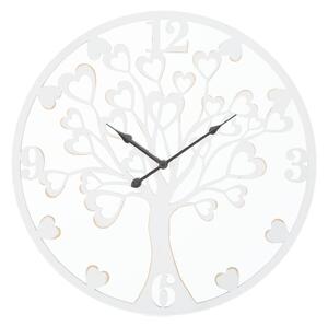 Orologio da Muro Heart/Tree Ø55x4,5 cm in Ferro MDF e Specchio Bianco