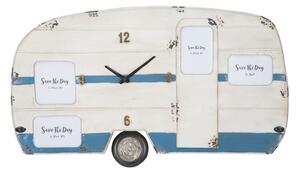 Orologio da Muro Roulotte 79x3,50x46,50 cm in Ferro Bianco e Blu
