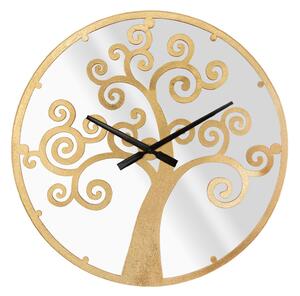 Orologio Oro Tree Ø55x4 cm in Ferro Specchio e MDF Oro